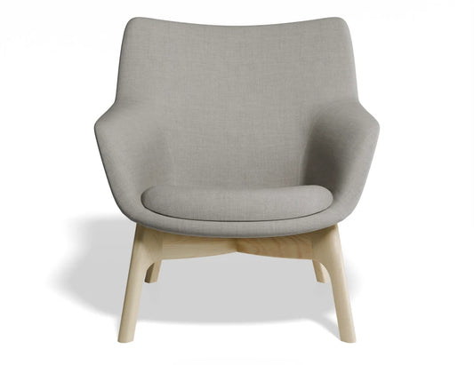 Flow Lounge Chair - Wood Base - Light Grey