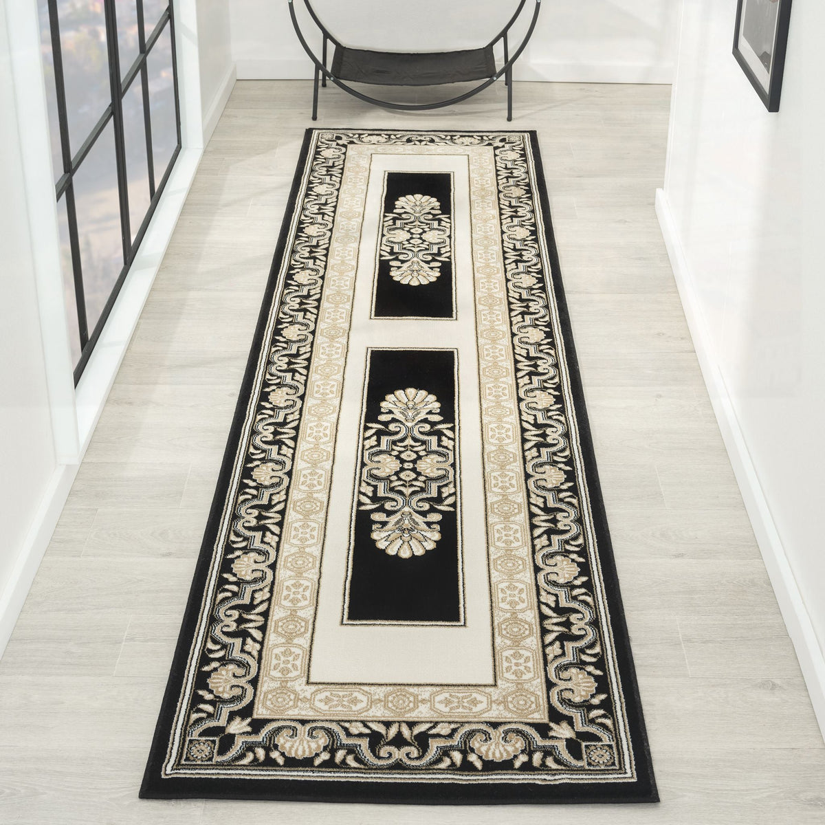 Royal 523 Black Traditional, Classic Hallway Runner