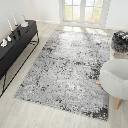 Amber 181 Silver Abstract, Geometric Rug