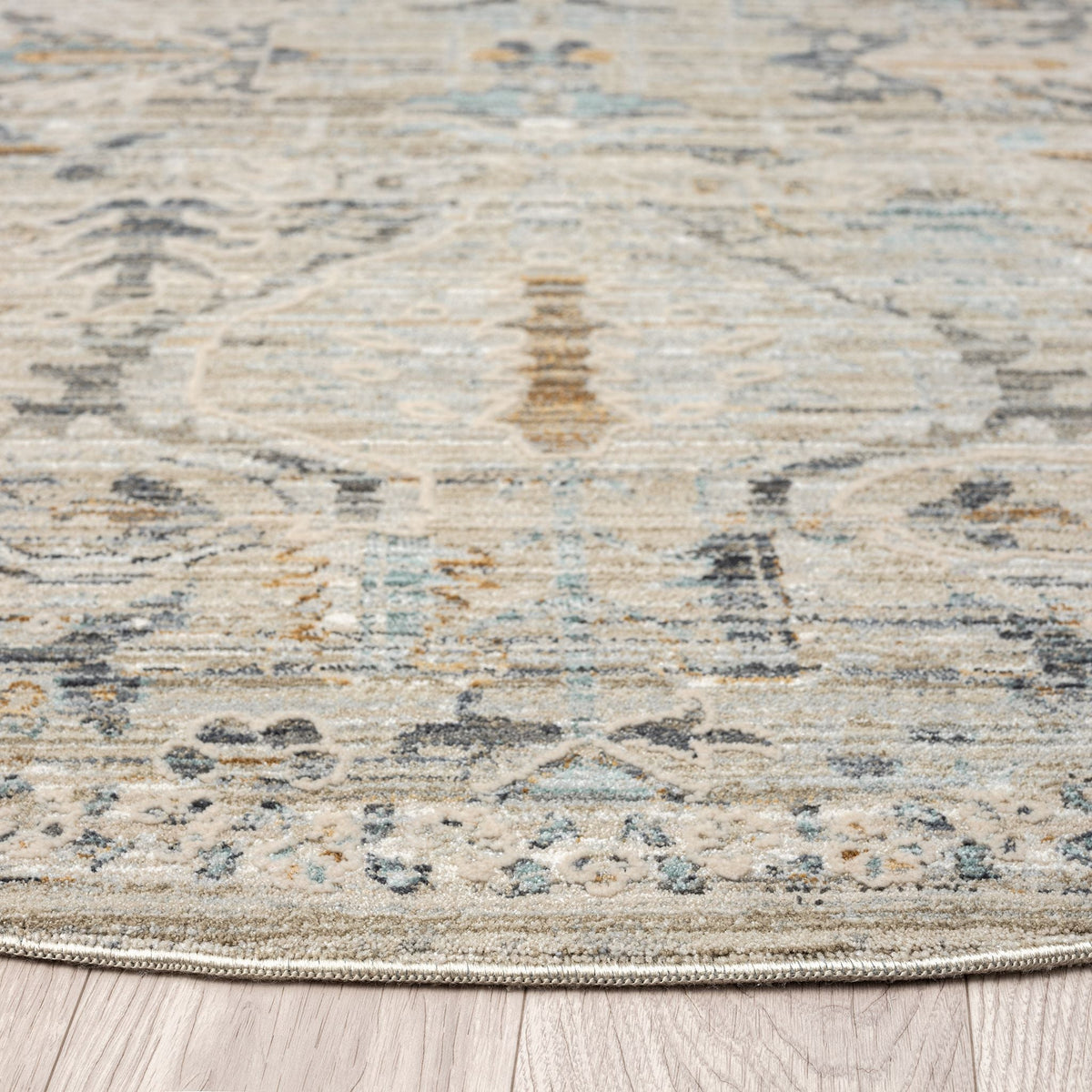 Aubrey 6755 Taupe Abstract, Traditional Round Rug