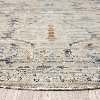 Aubrey 6755 Taupe Abstract, Traditional Round Rug