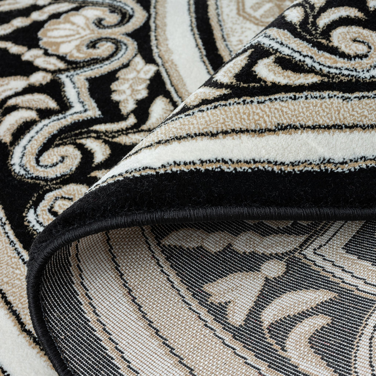 Royal 523 Black Traditional, Classic Round Rug