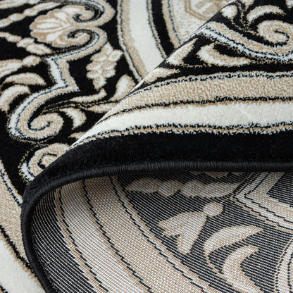 Royal 523 Black Traditional, Classic Round Rug