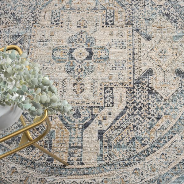 Aubrey 6752 Charcoal Abstract, Traditional Round Rug