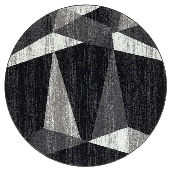 Adore 2301 Grey Abstract Round Rug