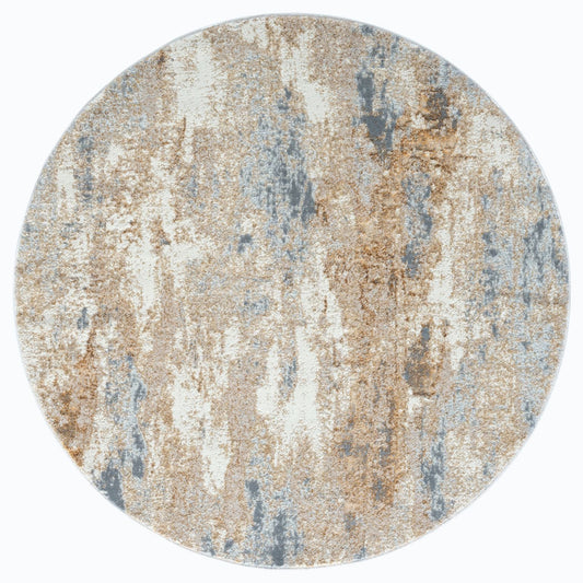 Amber 187 Taupe Abstract, Geometric Round Rug