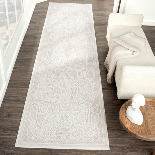 Fable 472 Sand Abstract, Modern Hallway Runner