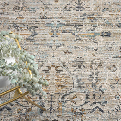 Aubrey 6755 Taupe Abstract, Traditional Round Rug