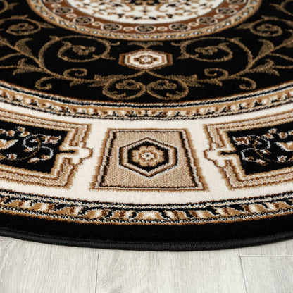 Estate 511 Black Traditional, Classic Round Rug