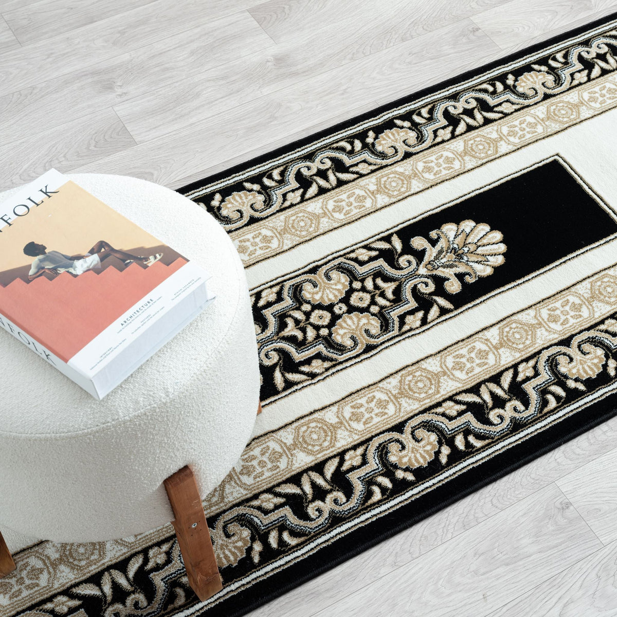 Royal 523 Black Traditional, Classic Hallway Runner