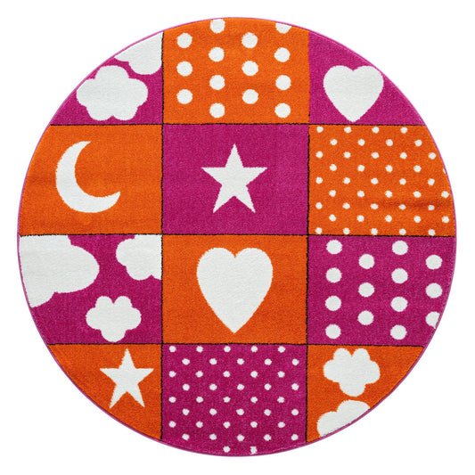 Kidsville 573 Pink Round Rug