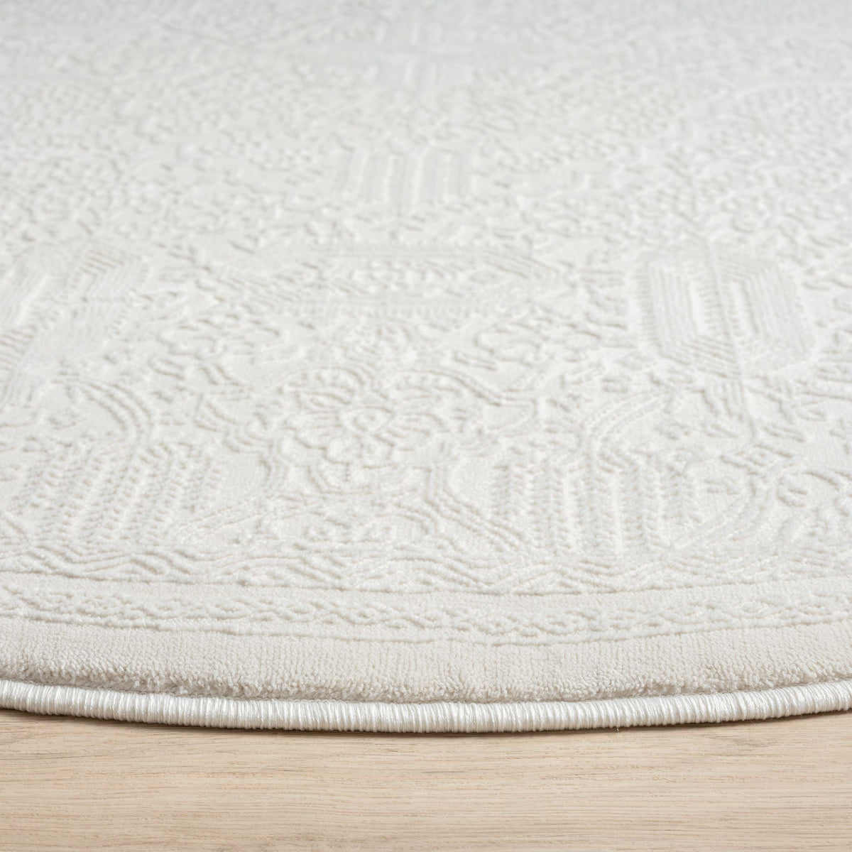 Fable 471 Ivory Abstract, Modern Round Rug