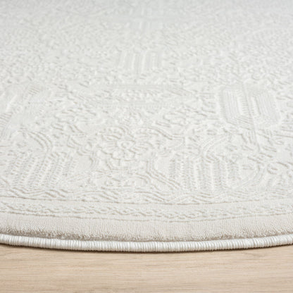 Fable 471 Ivory Abstract, Modern Round Rug