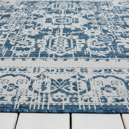 Patio 455 Denim Indoor Outdoor Indoor/Outdoor, Flatweave Hallway Runner