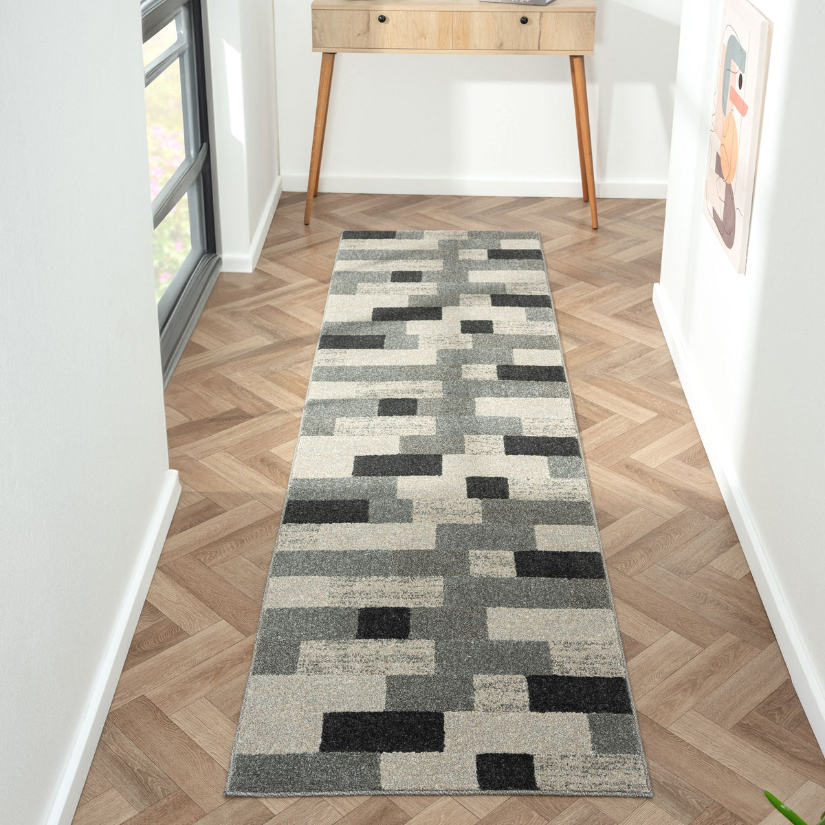 Astor 484 Slate Abstract Hallway Runner