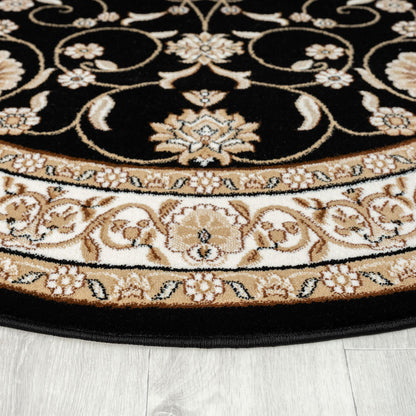 Estate 512 Black Traditional, Classic Round Rug