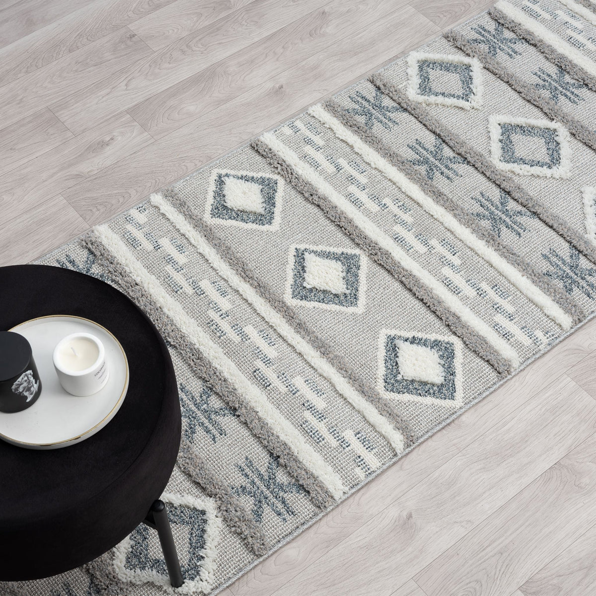 Cottage 546 Slate Geometric Hallway Runner