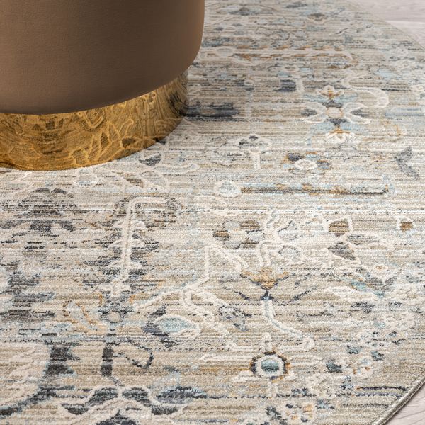 Aubrey 6755 Taupe Abstract, Traditional Round Rug