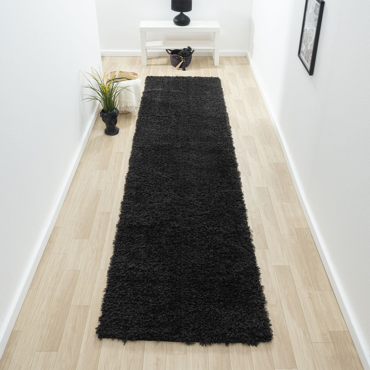 Fleecy 397 Ebony Shaggy Hallway Runner