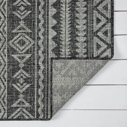 Alfresco 421 Charcoal Indoor Outdoor Indoor/Outdoor, Flatweave Hallway Runner