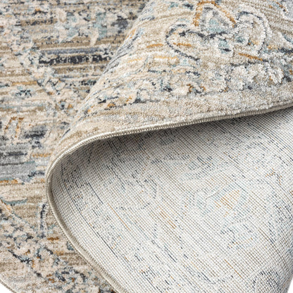 Aubrey 6753 Taupe Abstract, Traditional Round Rug