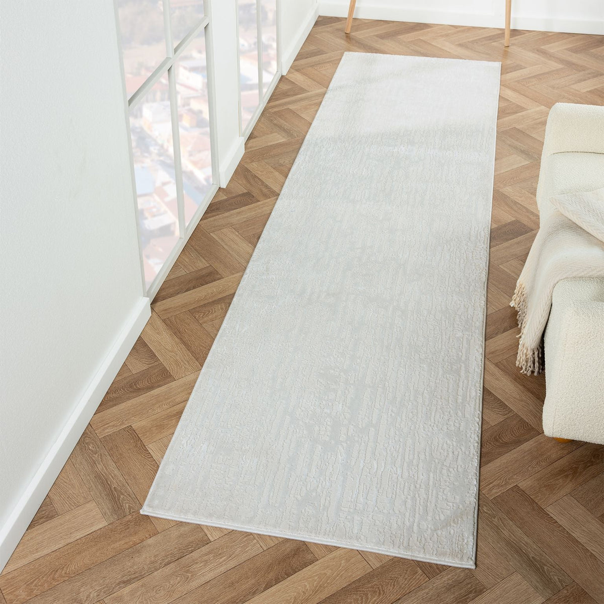Fable 477 Pearl Abstract, Modern Hallway Runner