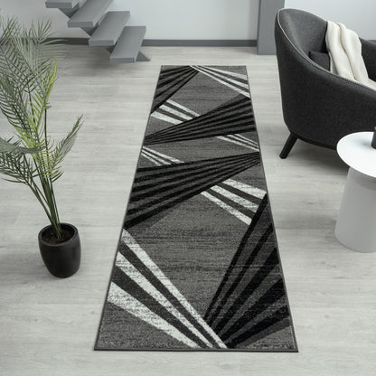 Adore 2317 Grey Abstract Hallway Runner