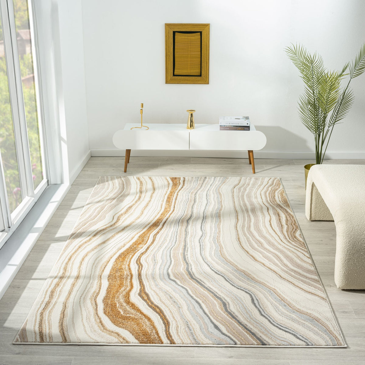 Amber 185 Stone Abstract, Geometric Rug