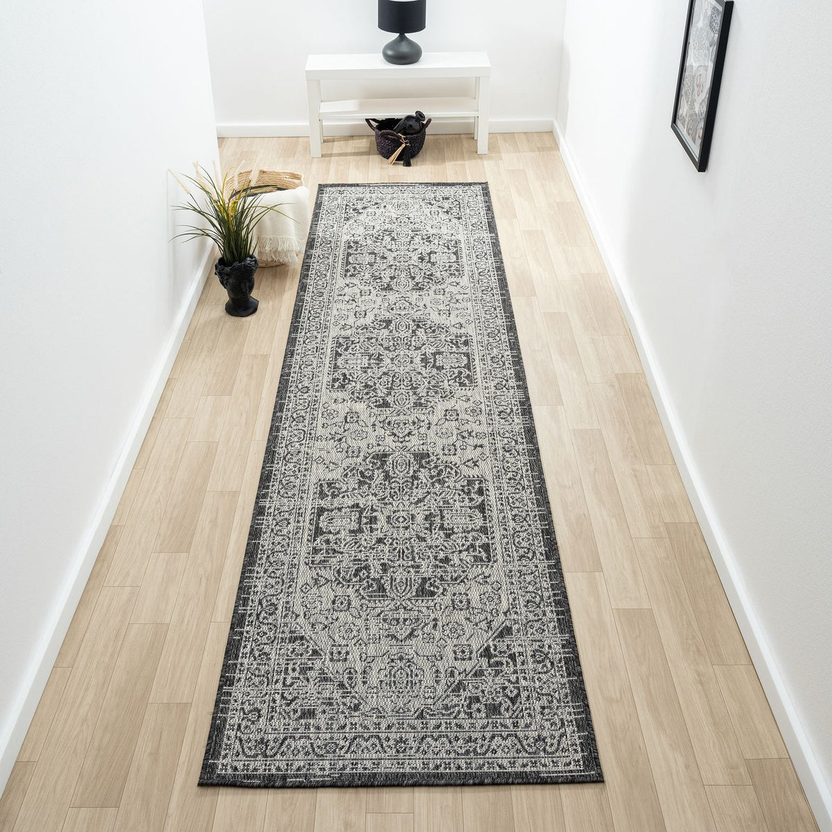 Alfresco 424 Slate Indoor Outdoor Indoor/Outdoor, Flatweave Hallway Runner
