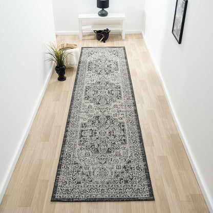Alfresco 424 Slate Indoor Outdoor Indoor/Outdoor, Flatweave Hallway Runner