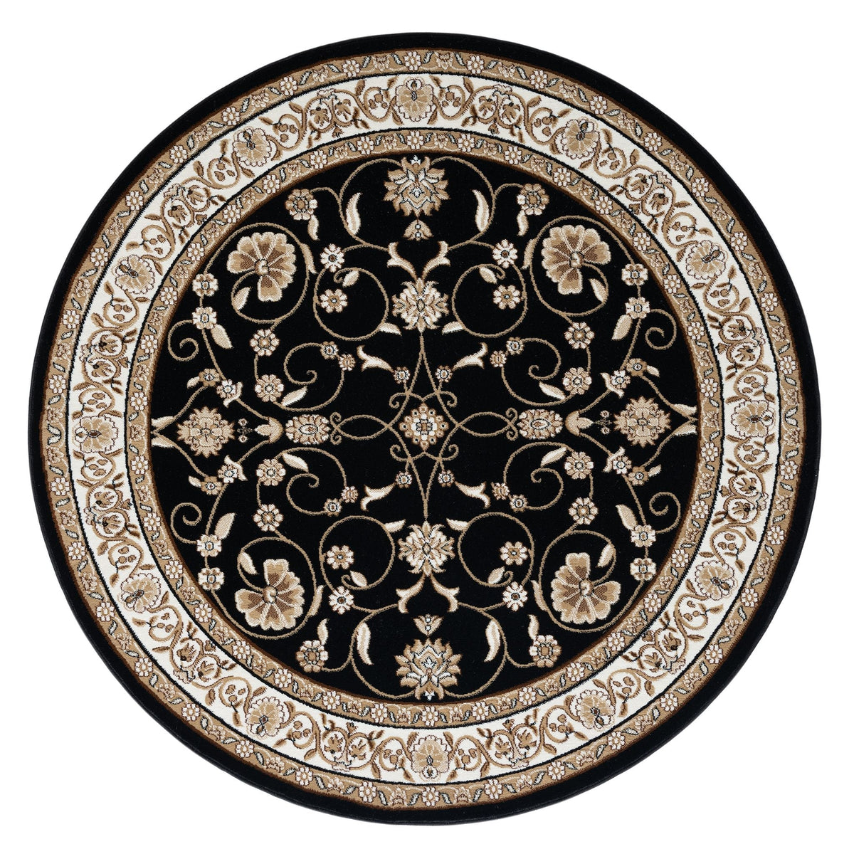 Estate 512 Black Traditional, Classic Round Rug