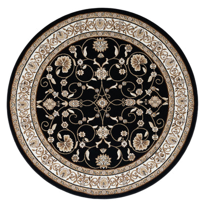 Estate 512 Black Traditional, Classic Round Rug