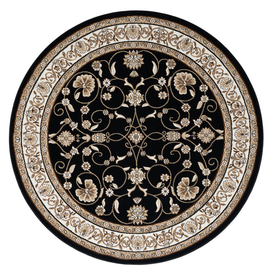 Estate 512 Black Traditional, Classic Round Rug