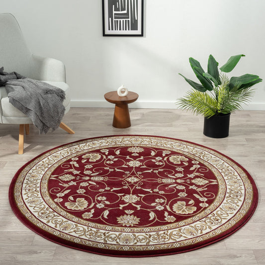 Estate 512 Red Traditional, Classic Round Rug