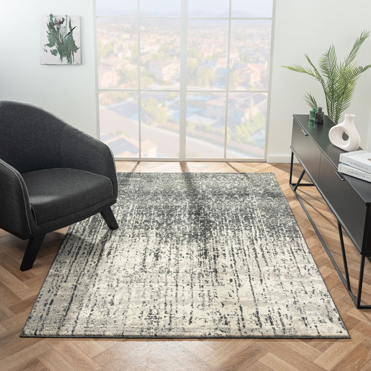 Astor 482 Ebony Abstract Rug