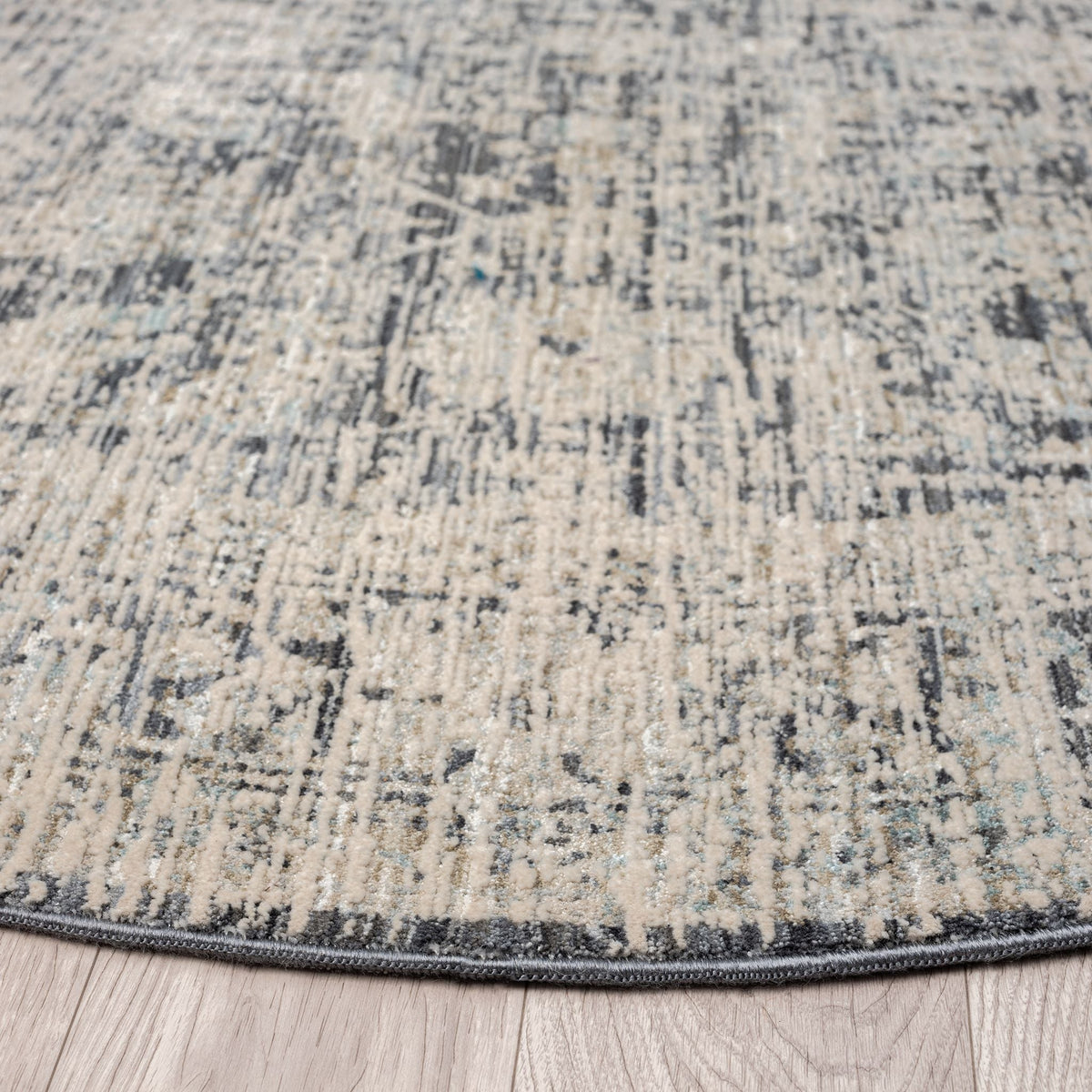 Aubrey 6739 Charcoal Abstract, Traditional Round Rug