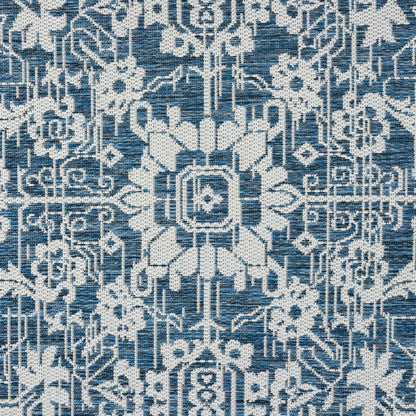 Patio 455 Denim Indoor Outdoor Indoor/Outdoor, Flatweave Hallway Runner