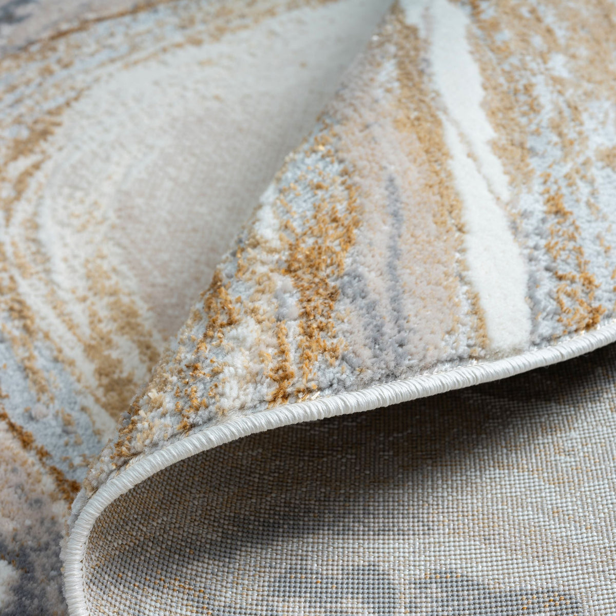 Amber 184 Sand Abstract, Geometric Round Rug