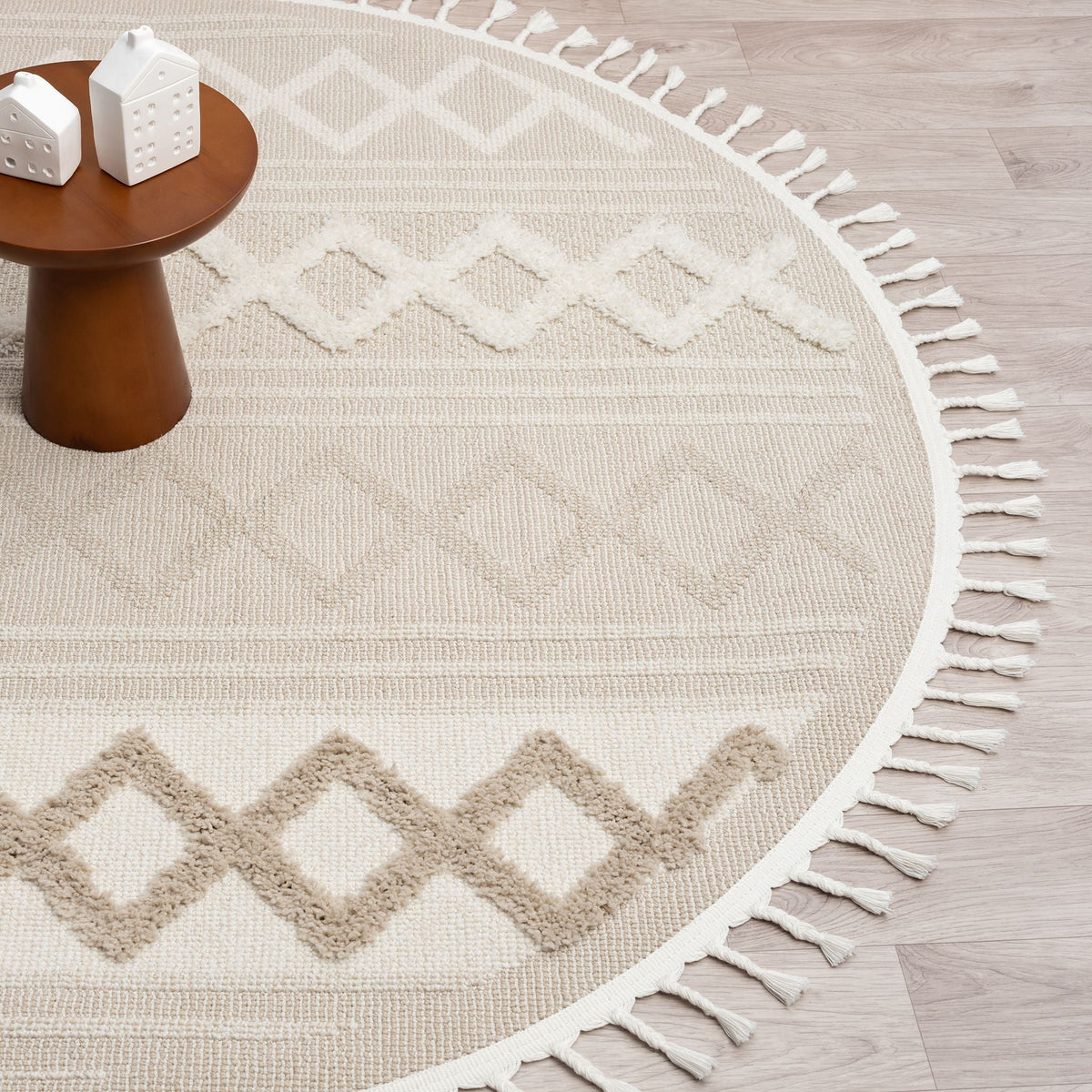 Cottage 542 Fawn Geometric Round Rug