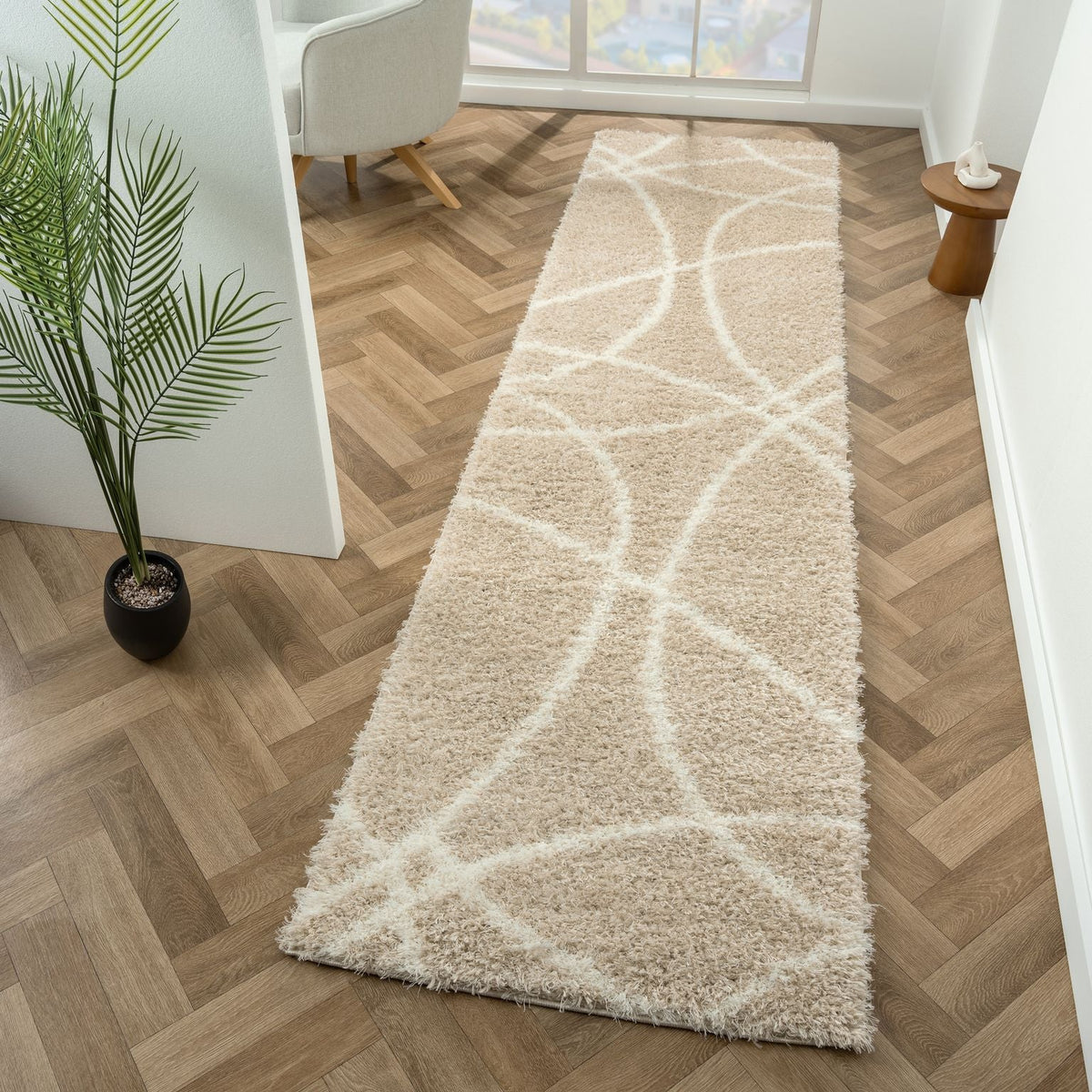 Plushy 382 Fawn Shaggy Hallway Runner