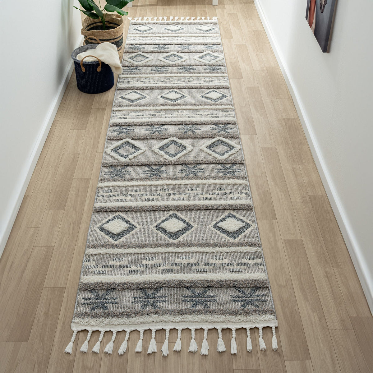 Cottage 546 Slate Geometric Hallway Runner