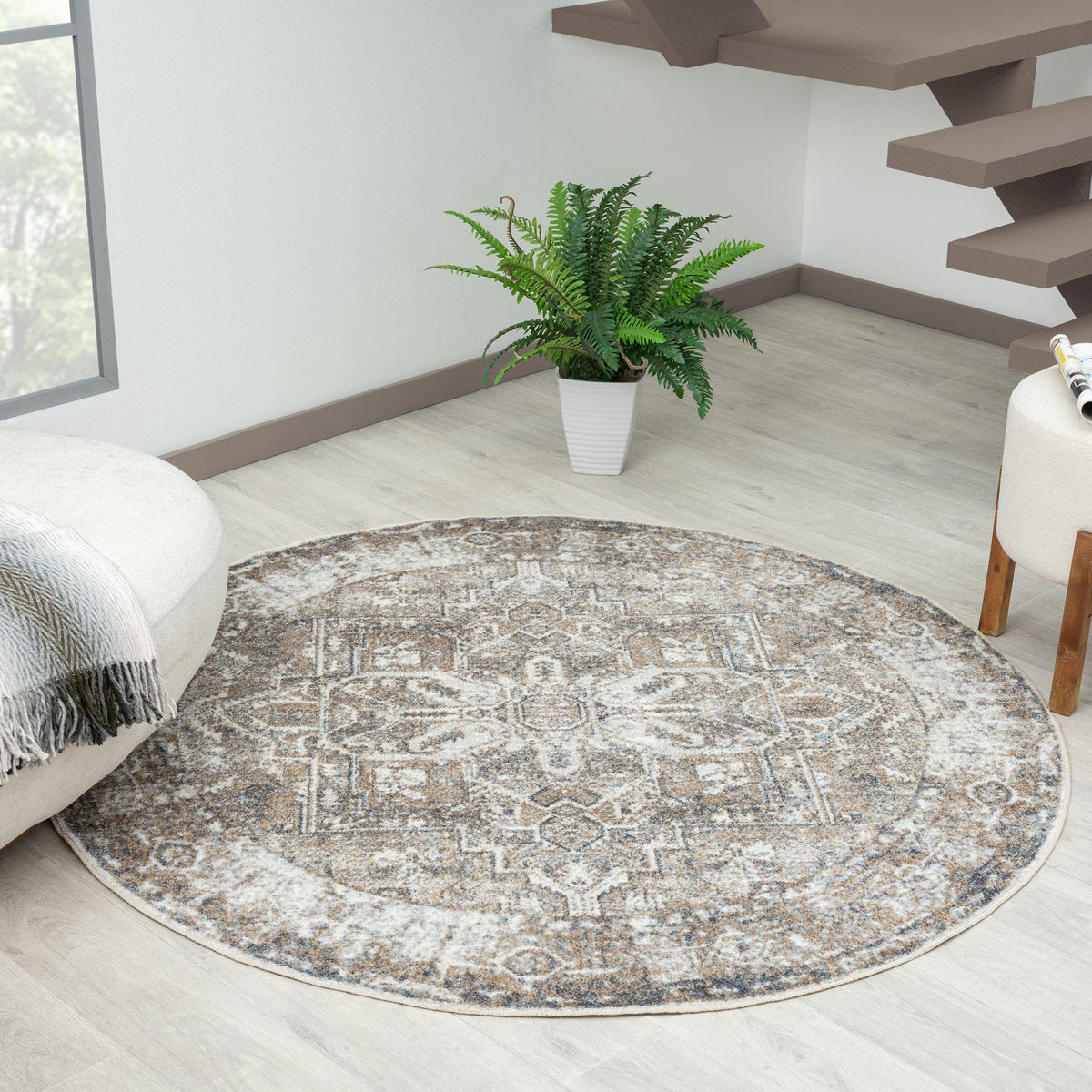 Easy 361 Earth Transitional Round Rug