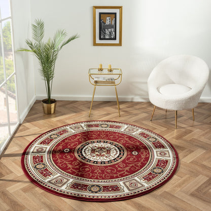 Estate 511 Red Traditional, Classic Round Rug