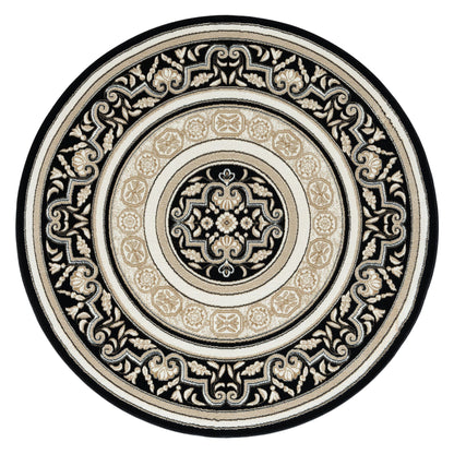 Royal 523 Black Traditional, Classic Round Rug