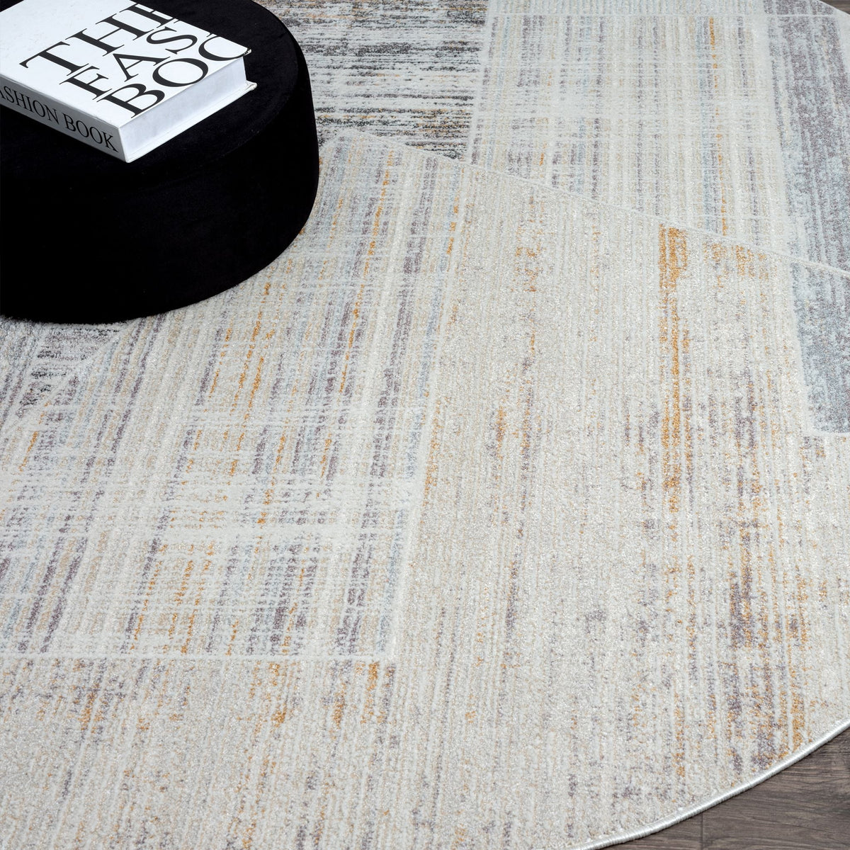 Easton 468 Slate Abstract, Transitional Round Rug
