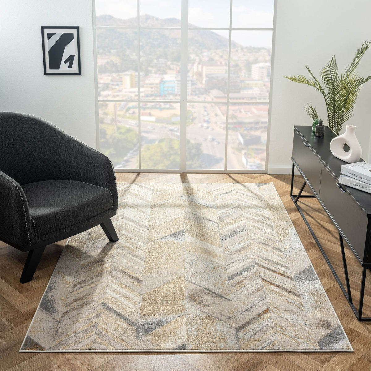 Amber 188 Stone Abstract, Geometric Rug