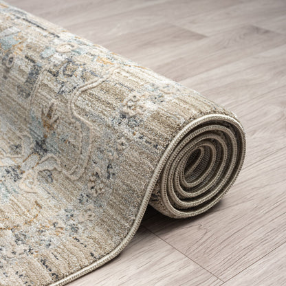 Aubrey 6755 Taupe Abstract, Traditional Hallway Runner