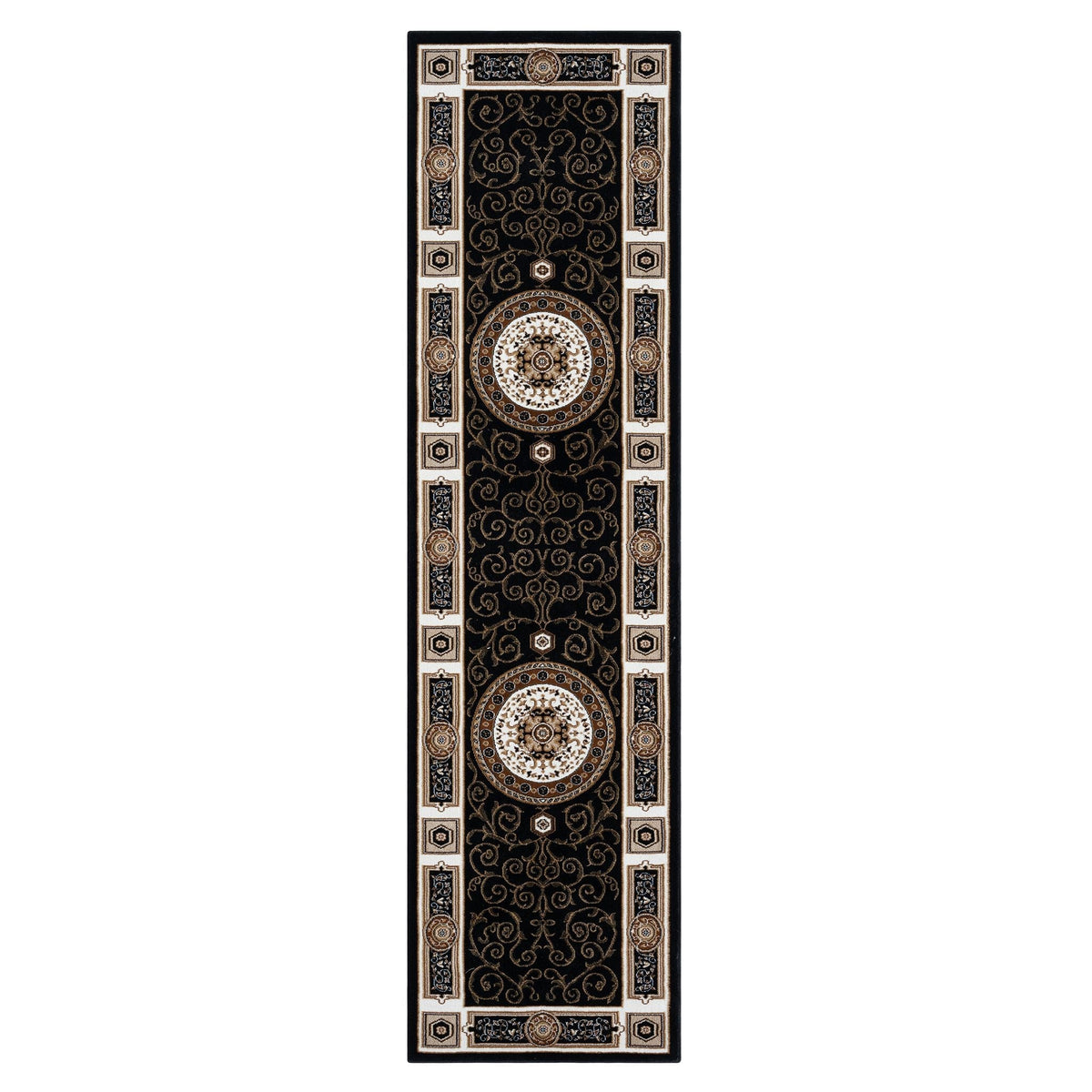 Estate 511 Black Traditional, Classic Hallway Runner