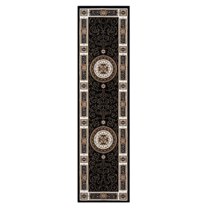 Estate 511 Black Traditional, Classic Hallway Runner