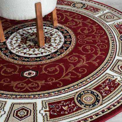 Estate 511 Red Traditional, Classic Round Rug
